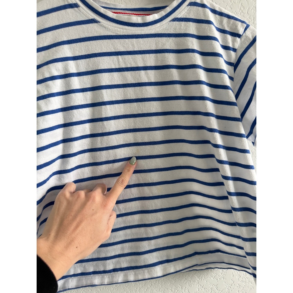 AYR Nautical Stripe T-Shirt Size S White Blue Pima Cotton - Picture 2 of 8